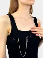 Серебряный брошь цепочка на Новый год