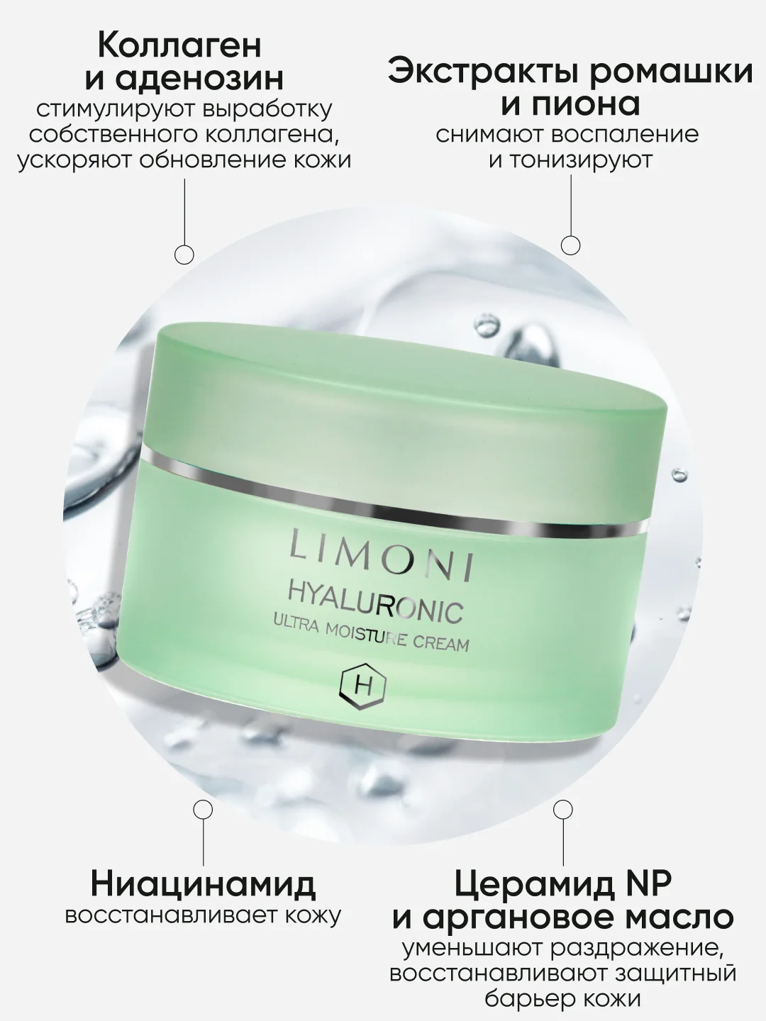 Увлажняющий крем для лица с гиалуроновой кислотой, Limoni, 50 мл