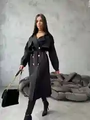 Черный тренч женский классический