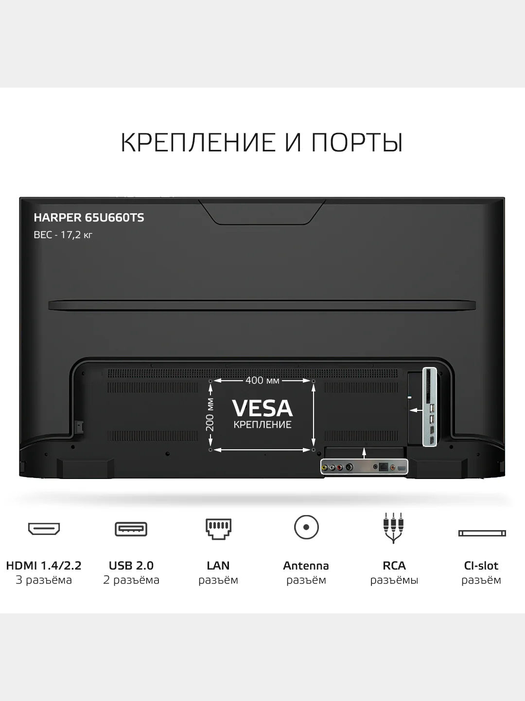Телевизор Smart TV HARPER 65U660TS Android 11 AOSP, диагональ экрана 65" гарантия 1 год
