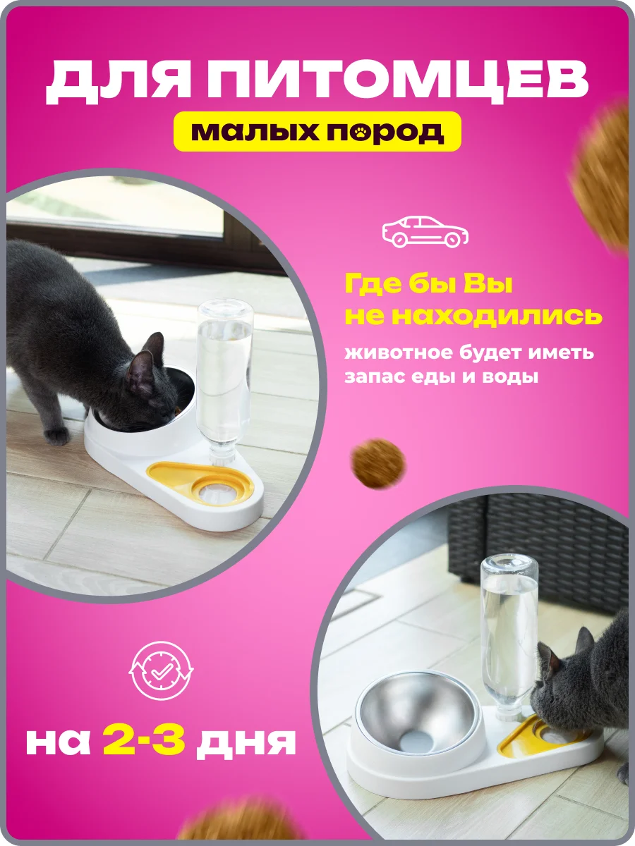 Фиолетовый миска для животных, с автоматической поилкой
