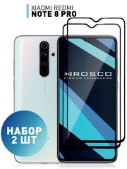 Стекло для Xiaomi Redmi Note 8 Pro защитное ROSCO олеофобное с рамкой, матовое, антишпион