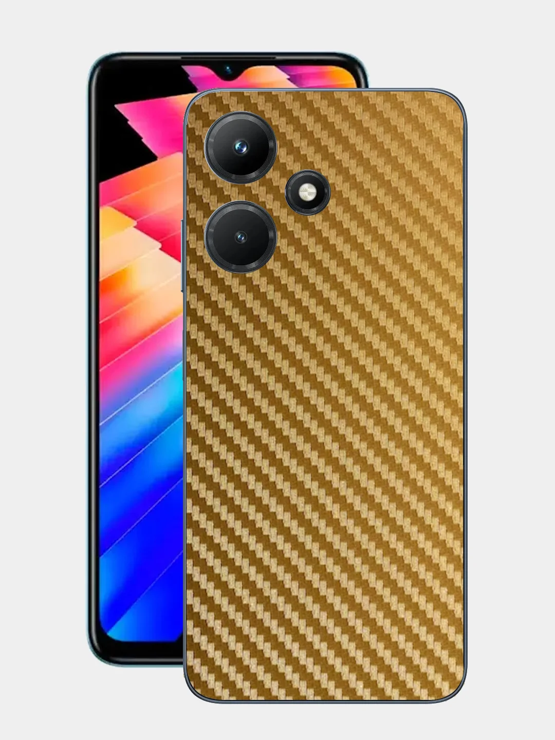 Золотой защитная пленка для Infinix Hot 30i под карбон на заднюю часть,под кожу на зад, крышку