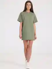 Оливковый платье-футболка Oversize, ультракороткое