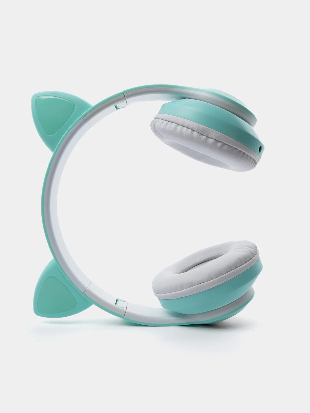 Бирюзовый беспроводные детские Bluetooth наушники "Cat STN 28", на русском языке, с кошачьими ушками