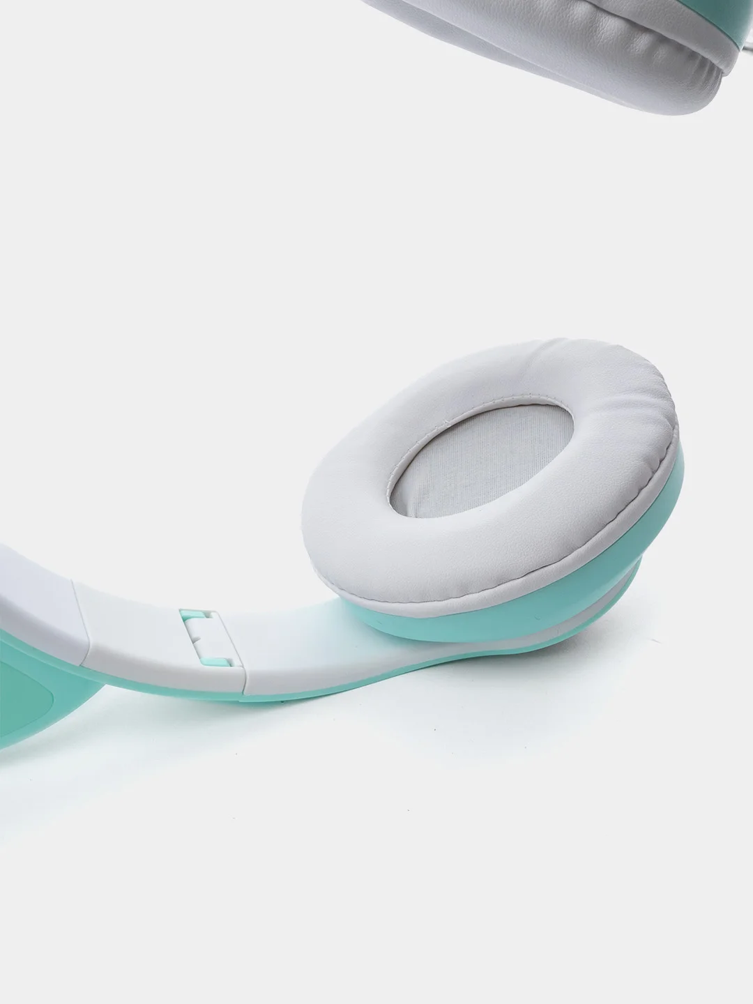 Бирюзовый беспроводные детские Bluetooth наушники "Cat STN 28", на русском языке, с кошачьими ушками