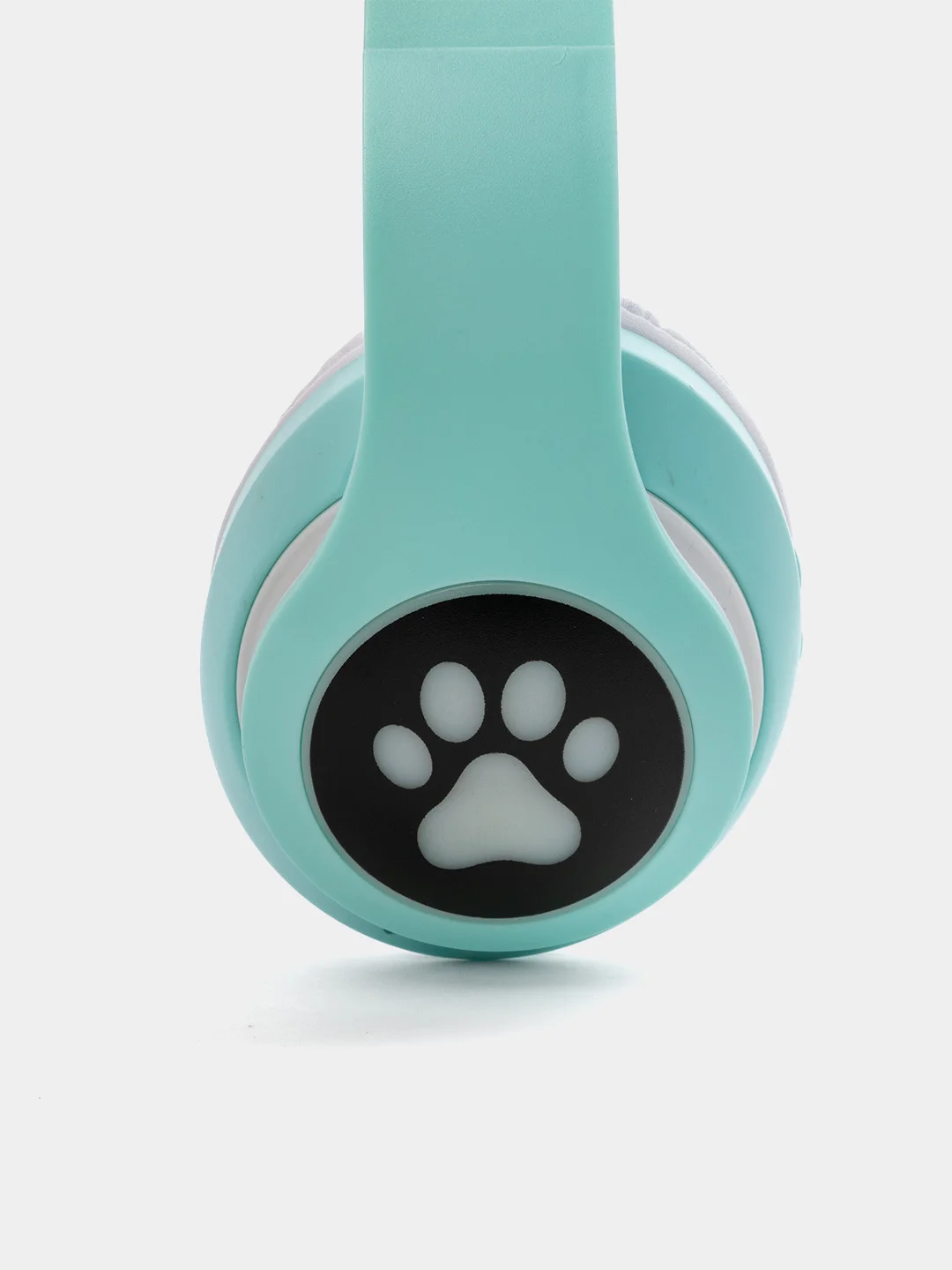 Бирюзовый беспроводные детские Bluetooth наушники "Cat STN 28", на русском языке, с кошачьими ушками