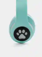 Бирюзовый беспроводные детские Bluetooth наушники "Cat STN 28", на русском языке, с кошачьими ушками