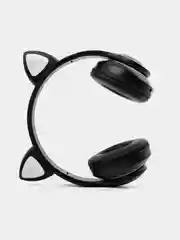 Черный беспроводные детские Bluetooth наушники "Cat STN 28", на русском языке, с кошачьими ушками