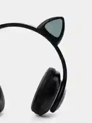 Черный беспроводные детские Bluetooth наушники "Cat STN 28", на русском языке, с кошачьими ушками
