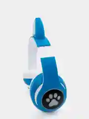Синий беспроводные детские Bluetooth наушники "Cat STN 28", на русском языке, с кошачьими ушками