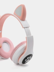Беспроводные детские Bluetooth наушники "Cat STN 28", на русском языке, с кошачьими ушками