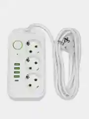 Белый сетевой фильтр-удлинитель, с USB портами и Type-C