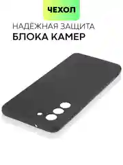 Черный чехол для Samsung Galaxy S21 FE силиконовый  BROSCORP матовый / прозрачный с защитой камер