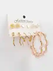 Розовый серьги кольца-конго с жемчугом, набор сережек гвоздиков, 5, 6 и 9 пар
