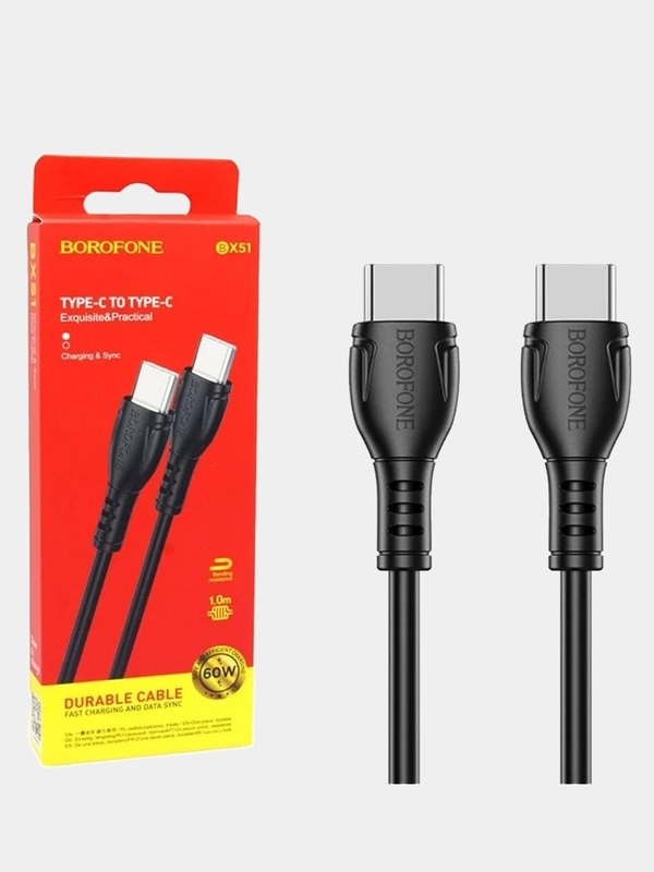Кабель Hoco для Android Type-C, на Type-C Borofone BX51 PD 60W 3A для быстрой зарядки