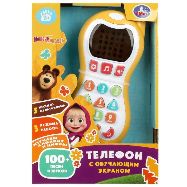 Игрушка Умка Телефон с led экраном Маша и Медведь, 100 стихов, песен, звуков