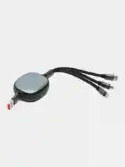 Фиолетовый кабель зарядный iPhone и Type-C/ Шнур для зарядки рулетка универсальный