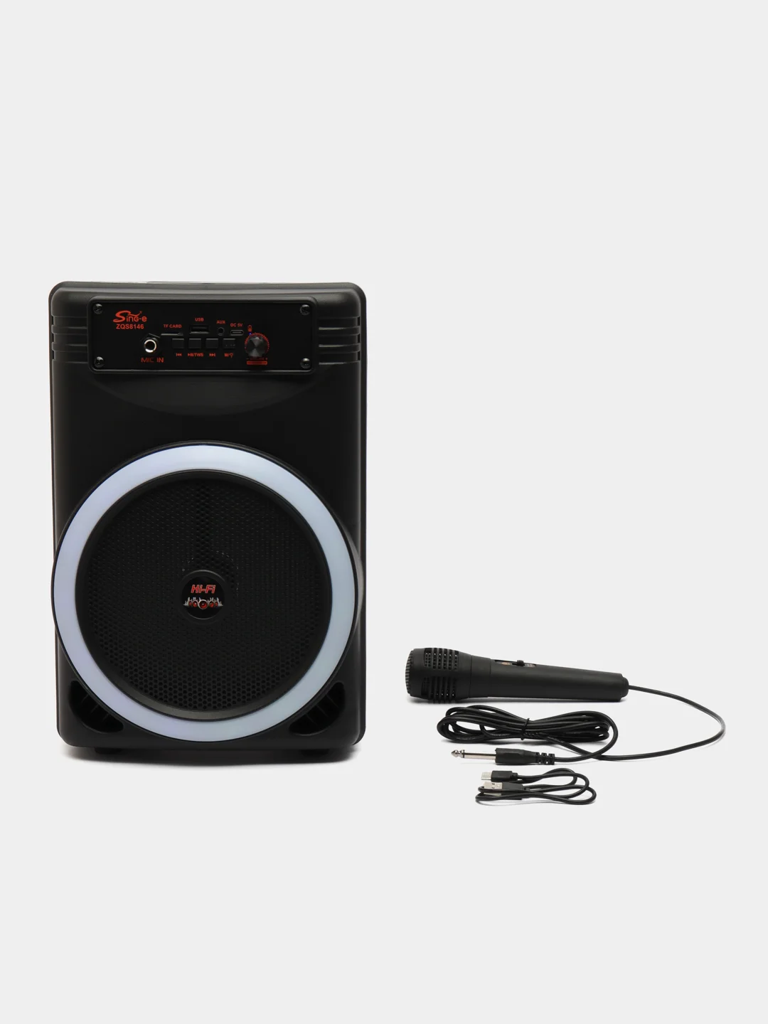 Черный портативная колонка ZQS-8145 с микрофоном, беспроводная, с Bluetooth и FM радио