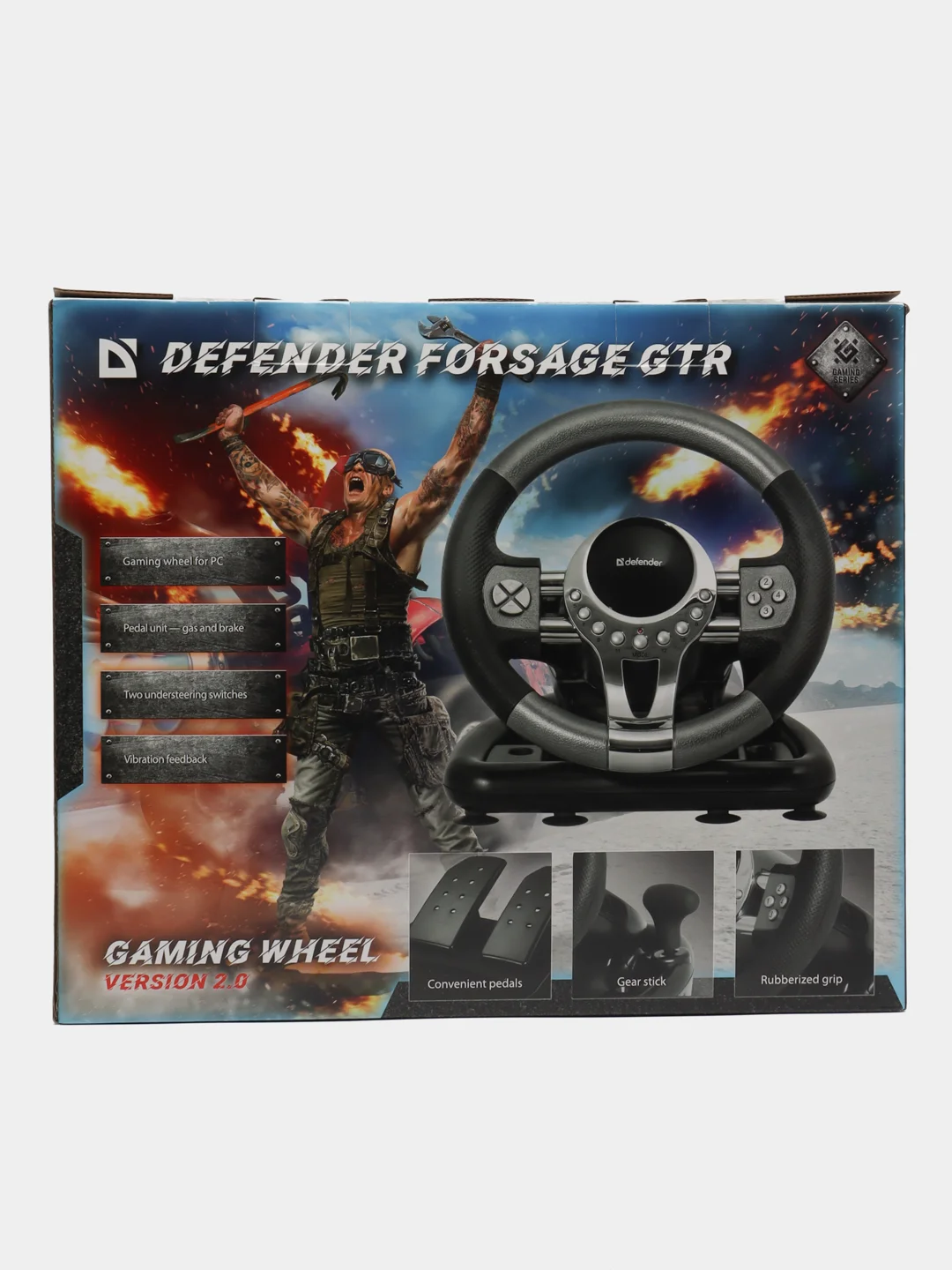 Игровой руль Defender Forsage GTR USB, 12 кнопок, рычаг передач
