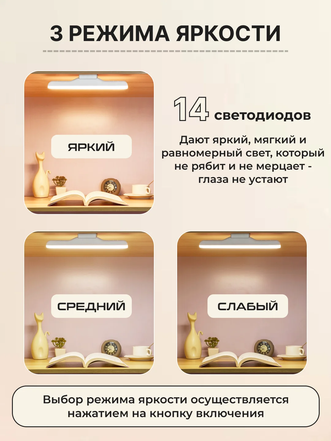 Белый настольная лампа сенсорная проводная / беспроводная, светильник ночник светодиодный