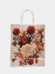 Кораллово-розовый пакет подарочный новогодний универсальный для женщины и мужчины 22см х 12см х 27см