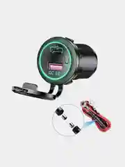 Зеленый розетка USB + Tupe-C врезная автомобильная, быстрая зарядка, 12V/24V