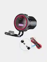 Красный розетка USB + Tupe-C врезная автомобильная, быстрая зарядка, 12V/24V