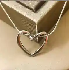 Серебряный цепочка на шею женская снейк с кулоном сердце из нержавеющей стали