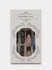 Угольный накладные ногти, 24 штуки