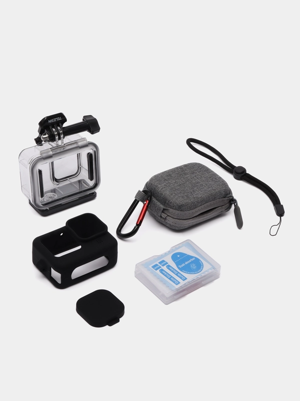 Набор аквабокс + кейс + силиконовый чехол + защитные стёкла для GoPro HERO 9/10/11/12