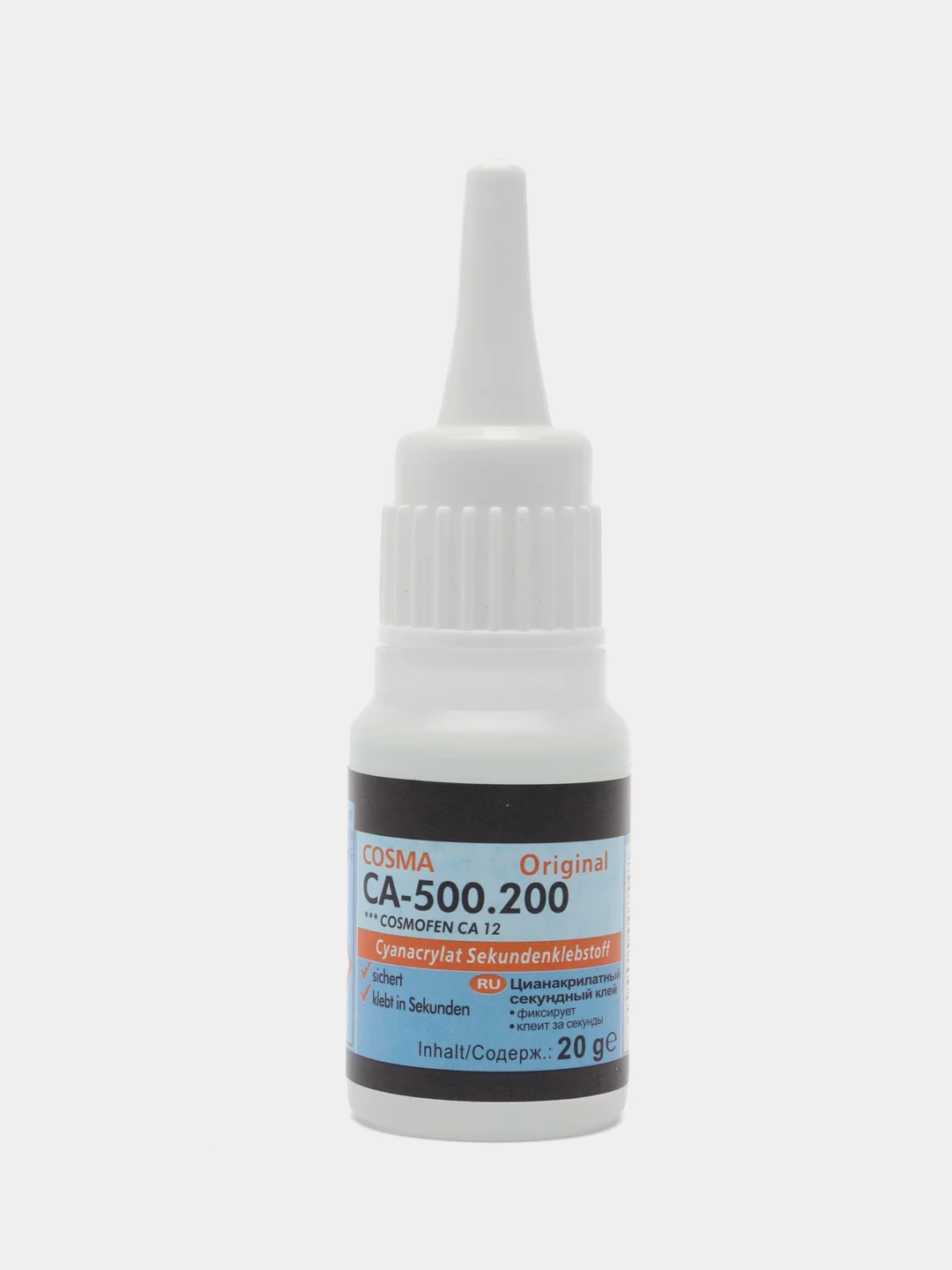 Суперклей Cosmofen Сa-12 секундный, Цианоакрилатный клей, 20 г