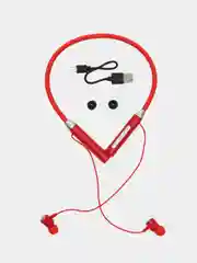 Красный беспроводные магнитные наушники с микрофоном Music 12D / G08 bluetooth для занятий спортом