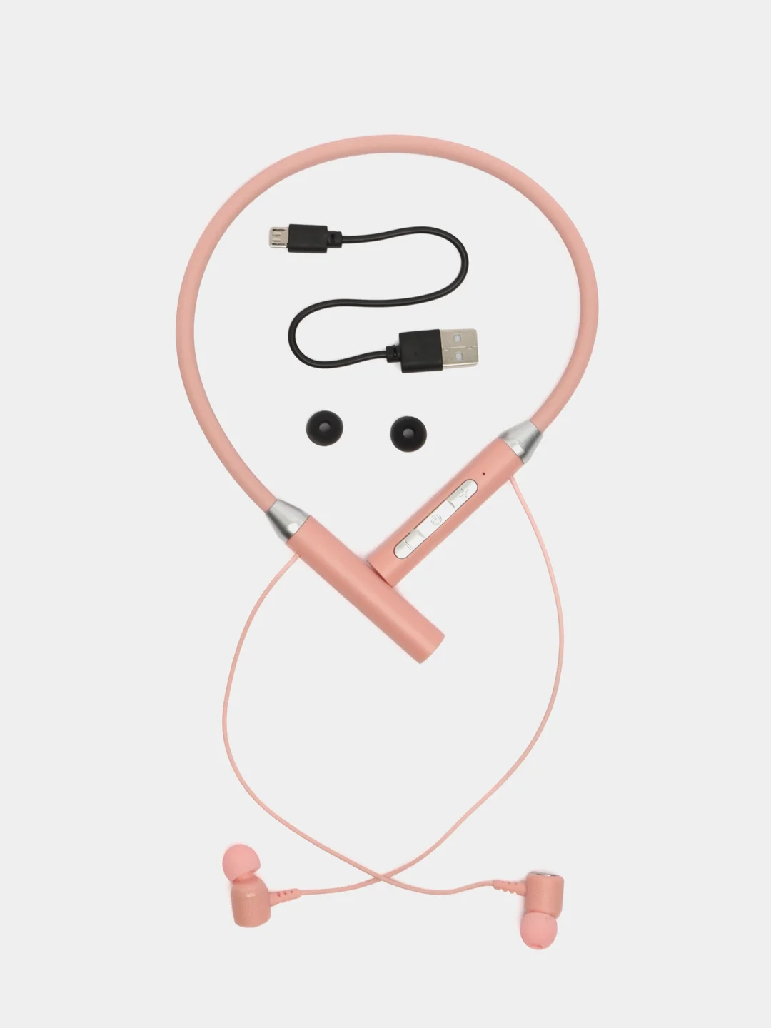 Розовый беспроводные магнитные наушники с микрофоном Music 12D / G08 bluetooth для занятий спортом