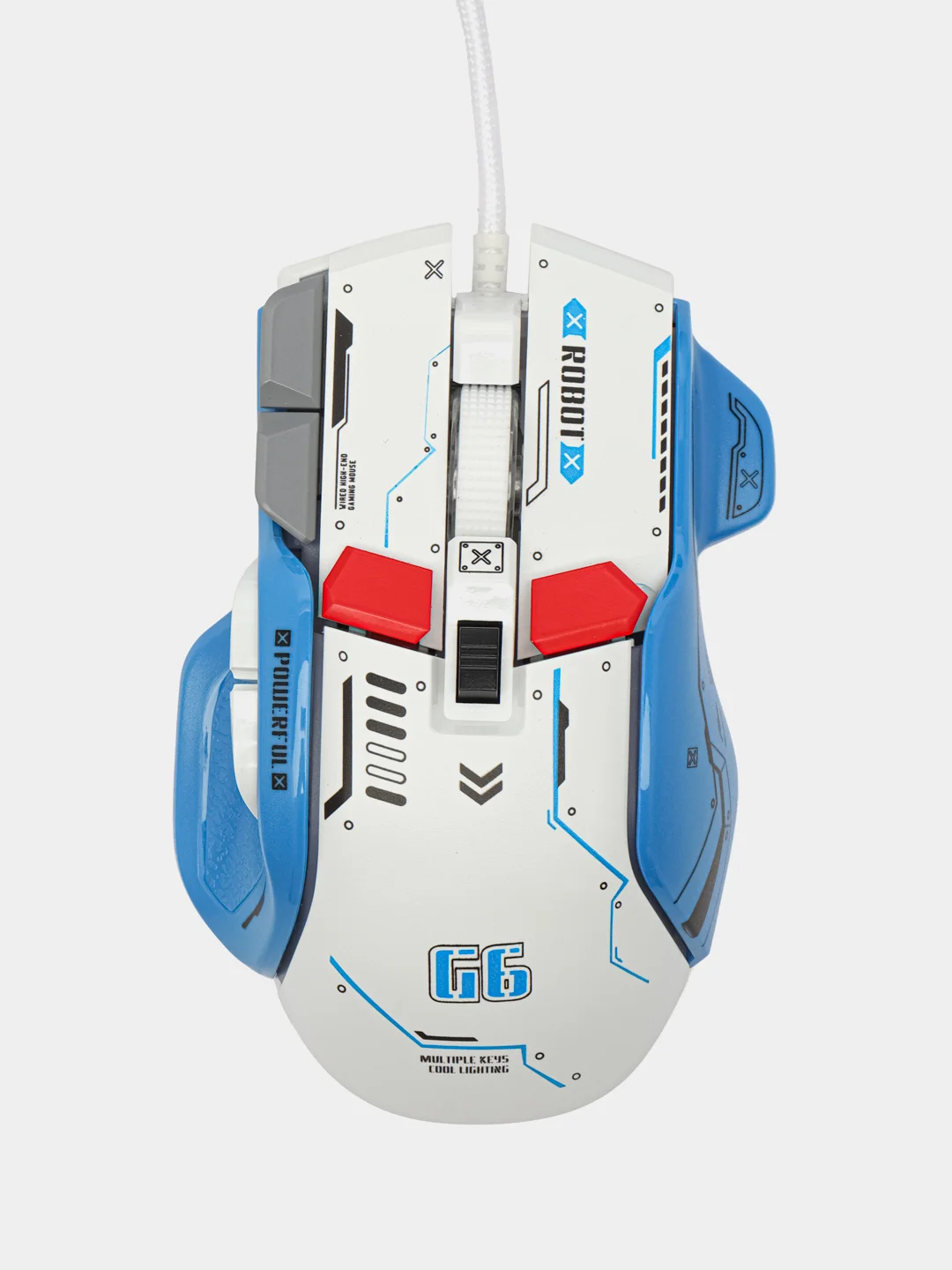 Белый проводная игровая бесшумная мышь с RGB-подсветкой
