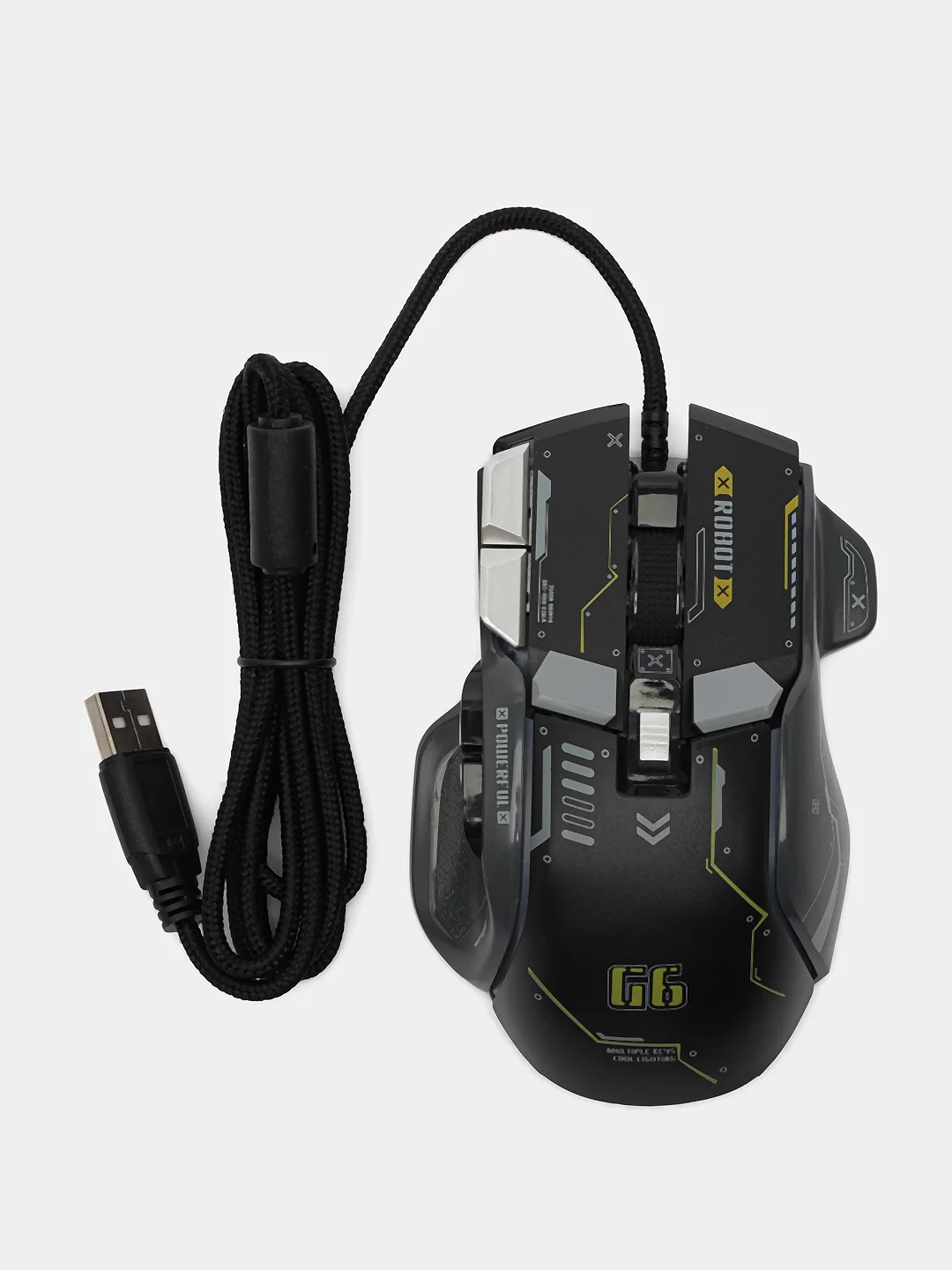 Черный проводная игровая бесшумная мышь с RGB-подсветкой