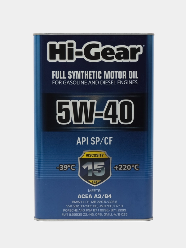 Масло моторное синтетическое Hi-Gear SAE 5W-40 SP/CF, 4 л, для бензин и дизельных двиг