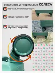 Зеленый чемодан на колесах, ударопрочный, облегченный из полипропилена