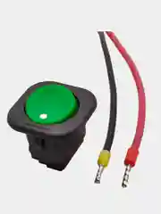 Зеленый выключатель клавишный круглый 250V 6А (2с) под винт ON-OFF  (+провода 15 см с НШВИ)