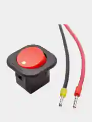 Красный выключатель клавишный круглый 250V 6А (2с) под винт ON-OFF  (+провода 15 см с НШВИ)