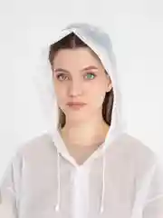 Белый дождевик с капюшоном многоразовый
