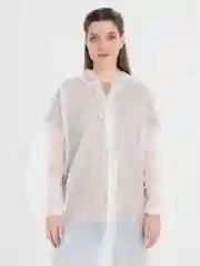 Белый дождевик с капюшоном многоразовый