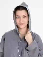 Серый дождевик с капюшоном, многоразовый UNISEX цвет белый,черный