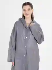 Серый дождевик с капюшоном, многоразовый UNISEX цвет белый,черный