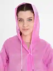 Розовый дождевик с капюшоном, многоразовый UNISEX цвет белый,черный