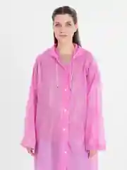 Розовый дождевик с капюшоном, многоразовый UNISEX цвет белый,черный