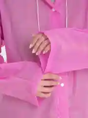 Розовый дождевик с капюшоном, многоразовый UNISEX цвет белый,черный