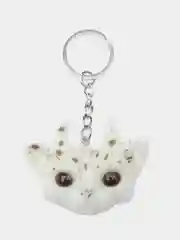 Белый брелок "Кот с рожками" из эпоксидной смолы, ручная работа