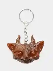 Коричневый брелок "Кот с рожками" из эпоксидной смолы, ручная работа
