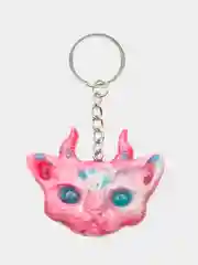 Розовый брелок "Кот с рожками" из эпоксидной смолы, ручная работа